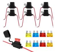 Gvolatee Portafusibles 12V(6Pcs), Fusibles Coche Impermeable Fuse Holder, Línea Porta Cuchillas Fusible Porta, Arnés de Cables Moto Portafusibles en Línea, para Coche/Camión/Motocicleta/Barco