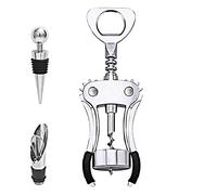 Gvolatee sacacorchos vino profesional,abrebotellas de Aleación de zinc multifuncional con tapón de vino y vertedor, abridor botellas para tapones, bottle opener para bar restaurante familiar, plata