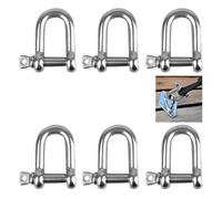 GVPOELR Grillete en forma de D, 6 piezas M8, acero inoxidable 304, bloqueo, anillo en D recto, para cuerdas
