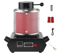 Gvqng Horno De FundicióN De Oro A 1102 °C, Horno De FundicióN EléCtrico Digital con Crisol De Grafito, Alicates, Cable De AlimentacióN Y Guantes Aislantes, para Plata, Cobre,Rojo,1KG