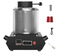 Gvqng Horno De FundicióN De Oro A 1102 °C, Horno De FundicióN EléCtrico Digital con Crisol De Grafito, Alicates, Cable De AlimentacióN Y Guantes Aislantes, para Plata, Cobre,Negro,3KG