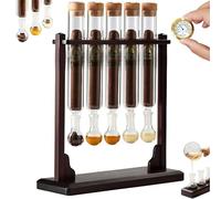 Gvqng Humidificador Inyector De Sabor para Cigarros, Kit De Tubo De Vidrio Transparente para InfusióN De Cigarros con Base De Madera Artesanal Y Tapa HerméTica,Marrón,1pcs