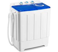 Gvqng Lavadora De Tina Doble Y Secador Combinado, Capacidad De 28 Libras Lavadora con Perillas De Control, Descarga De Drenaje Incorporada Y Control De Temporizador,Azul,28lbs