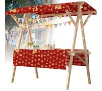 Gvqng Puesto De ExhibicióN De Madera Plegable para Mercados, Carrito Expositor con Toldo para Venta Ambulante, Mostrador para Venta De Comida Y Bebidas, para Mercados,009,59 in Wheel Model