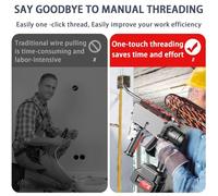 Gvqng Tiracables para Electricistas A TravéS De La Pared, Tiracables EléCtrico InaláMbrico De 40 M/Min, Herramienta para Enhebrar Cables, para DecoracióN De TuberíAs,2 Battery (10 Sections) 15 m