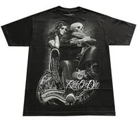 GVSCVS DGA David Gonzales Art Ride Or Die Biker Men's T-Shirt Biker Babe(Medium)