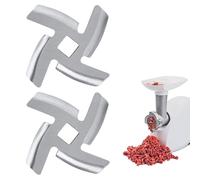 GVSS - Juego de 2 cuchillas para picar carne de acero inoxidable, 47 mm, picadora de carne, piezas de repuesto eléctricas y manuales, compatible con picadora de carne con apertura de 8,3 mm