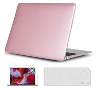 GVTECH Funda para MacBook Air 13 Pulgadas 2010-2017 A1369 A1466 Cubierta de Plástico Dura Carcasa, Cubierta de Teclado y Protector de Pantalla, Oro Rosa Metalizado