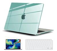 GVTECH Funda para MacBook Pro 13 Pulgadas 2024-2016 A2338/A2289/A2251/A2159/A1706 Cubierta de Plástico Dura Carcasa, Cubierta de Teclado y Protector de Pantalla, Verde Transparente