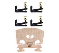 Gvvsjgdbis 5 accesorios para violín: 1 puente de violín ajustable de arce, piezas de puente de violín de tamaño 4/4 para violín de tamaño 4/4 y 4 piezas 3/4-4/4 placa de cuerda de afinador fino de