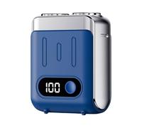 Gvvsjgdbis Afeitadora eléctrica portátil de viaje con pantalla digital, herramienta de afeitado eléctrica para barba, afeitadora de viaje, azul