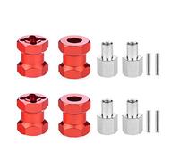 Gvvsjgdbis RC Auto Metal 12 mm rueda hexagonal buje 15 mm acoplamiento de extensión para AXIAL SCX10 D90 CC01 1/10 RC Crawler Rojo