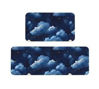 GVYGVY Alfombrillas de cocina antifatiga para suelo, 2 piezas, alfombras de cocina con estampado de cielo de nube, lavable, antideslizante, alfombra de pie para oficina, baño, lavandería, decoración