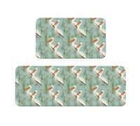 GVYGVY Alfombrillas de cocina antifatiga para suelo, 2 piezas, alfombras de cocina con estampado de gaviota Riverside lavables, antideslizantes, alfombra de pie para oficina, baño, lavandería