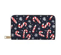 GVYGVY - Cartera fina de piel para hombre y mujer - Portatarjetas con estampado de azúcar de cebada y copos de nieve con cremallera