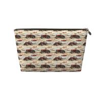 GVYGVY Organizador pequeño de neceser de viaje para maquillaje, con estampado de tractor de madera roja, bolsa de aseo de viaje para mujeres y hombres, bolsas organizadoras para bolso con cremallera