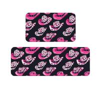 GVYGVY Tapetes de cocina antifatiga para piso, 2 piezas, diseño de sombrero de vaquero rosa de vaca, alfombras de cocina, lavables, antideslizantes, para oficina, baño, lavandería, decoración del