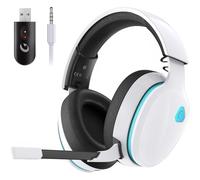 Gvyugke Auriculares Gaming, Auriculares para Juegos de 2,4 GHz para PS5, PC, Auriculares Inalambricos Bluetooth 5.2, Cascos Auriculares con micrófono cancelación, 3,5 mm Auriculares con Cable, Blanco