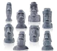 GW - 8 estatuas de isla de Pascua en miniatura Moai, adorno de isla de Pascua, decoración artesanal de resina para sala de estar y dormitorio, escultura antigua, estantería de escritorio
