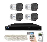 GW Security 4K NVR H.265 Sistema de cámara de Seguridad, micrófono Integrado Resistente a la Intemperie HD 2160P 4K IP PoE cámaras, QR-Code conexión
