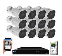 GW Security NVR - Sistema de cámara de seguridad IP PoE con cámaras de seguridad para interiores y exteriores (2,8 - 12 mm, visión remota gratuita)