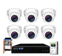 GW Security Sistema de cámara de seguridad inteligente AI PoE NVR Ultra-HD 4K (3840x2160) de 8 canales con 6 x 4K (8MP) 2160P reconocimiento facial/detección humana/vehículo cámara domo impermeable