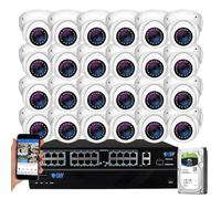 GW Security Sistema de cámara de seguridad NVR de 32 canales 5MP PoE Acusearch con 24 Super HD 1920P 30FPS micrófono impermeable en tiempo real PoE cámaras domo AI de seguridad, detección de IA facial