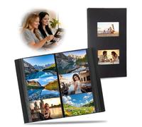 GWAEPU Álbum de fotos de 15 x 10 cm, 300 fotos: álbum de fotos para insertar, 100 páginas (50 hojas), con ventana frontal, para bodas, familiares, parejas, amigos, regalo (negro)