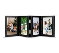 GWAEPU Marco de fotos de madera para 4 imágenes: 10 x 15 cm, marco de fotos plegable con parte frontal para oficina, familia, cumpleaños, boda, escritorio, decoración