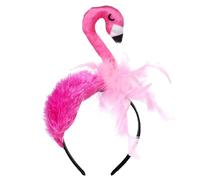 GWAWG 1 diadema de flamenco con plumas realistas, diadema rosa para el día de San Valentín, tocado para Halloween, carnaval, cosplay, fiesta de verano hawaiana