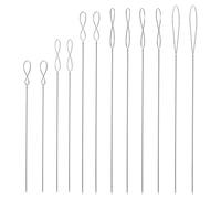 GWAWG 12 Piezas Agujas de Cuentas,0,2 mm, 0,3 mm, 0,4 mm, 0,5 mm, 0,6 mm, 0,7 mm, Agujas de Rebordear Curva de Acero Inoxidable, para la Joyería Pulsera Collar de Decisiones