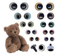 GWAWG 20 ojos de purpurina para animales de crochet, ojos de seguridad de 12-20 mm para amigurumi, ojos de seguridad coloridos para animales de crochet, ojos 3D de manualidades de plástico para