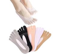 GWAWG 5 Pares de Calcetines Separadores de Dedos para Mujer, Alineación Invisible con Forro de Corte Bajo, Cinco Dedos, Tipo Barco