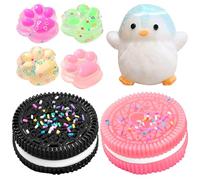 GWAWG 7 PCS squishy gato pata Oreo Biscuit et pingüin Anti Stress Relief Toys,jouet sensorial squishy toy pour kawaii accessoires enfants,Enfants Adultes,Juguete de descompresión ultra suave,Hogar