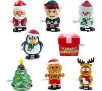 GWAWG 8PCS Navidad Wind Up Juguetes, Party Bag Fillers Baja Stuffers Clase Precio Regalos, Juguetes de Saltar Divertidos Caminar Clockwork Party Favors, Muñeco de Nieve Gingerbread Man Tree Santa Elk