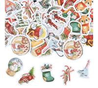 GWAWG 92PCS Pegatinas de Navidad, Pegatinas Autoadhesivas con Tema de Navidad para Niños Tarjetas DIY, Vintage Christmas Scrapbook Pegatinas para Manualidades Decoraciones Fiesta Bolsas