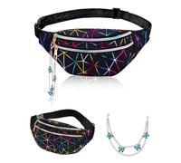 GWAWG Bolso de cintura para mujer con anillo de mariposa con cierre de cremallera, reflectante, ajustable, para niños y adultos, Negro , Fashion