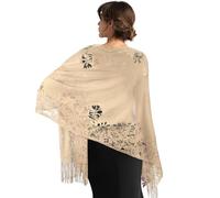 GWAWG - Bufanda de encaje para mujer, chales y bufandas de encaje para boda, fiesta, vestidos de novia, beige, Talla única