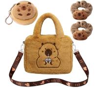 GWAWG Capybara Plush Girls Handbag,Girls Plush Crossbody Bag,Capybara Crossbody Bags,Capybara Gifts Girls Bag for Girl Jewelry Accessories Birthday Christmas
