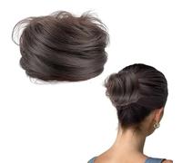GWAWG Coletero con goma para pelo, moño fino, moño falso, postizo, pelo real, para mujeres, extensiones, bodas, fiestas, uso diario (marrón-negro)