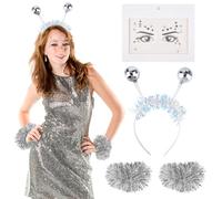 GWAWG - Disfraz extranjero para mujer, con invernadero, accesorios brillantes, parche con lentejuelas y pulseras, disfraces extranjeros, Halloween, carnaval, fiesta temática espacial, accesorios para