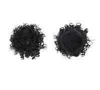GWAWG Extensiones de pelo sintético de Messy Bun corto y rizado con pinza para el pelo, con cordón, 1B