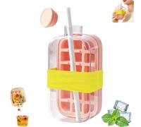 GWAWG Ice Cube Kettle, Cubitera 2 En 1 Para Botella De Agua Con Pajita, Con Tapa A Prueba De Fugas, Diseño Portátil De Presionar Para Soltar Para Bebidas, Exteriores Y Uso Doméstico