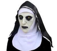 GWAWG Máscara de Halloween Horror The Monja Máscara de látex espeluznante Halloween Máscara espeluznante monja Cosplay Scary Látex con Pañuelo Horror Máscara de Cabeza Completa con Cabeza