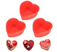 GWAWG Moldes para tartas en forma de corazón de 4 pulgadas, 3 moldes pequeños de silicona para hornear, antiadherentes, de liberación rápida, con forma de amor, para el día de San Valentín