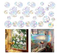GWAWG Pack de 39 pegatinas redondas para ventanas de PVC anticolisión Prism Window Decals Suncatcher Bird Anticolision Window Stickers for Door Window Dining Room Bedroom