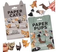 GWAWG Paper Cats - Kit de origami para gatos, 100 hojas de origami 3D, juego de manualidades de animales (50 gatos + 50 perros), kit de plegado de papel fácil para niños y adultos, papeles creativos