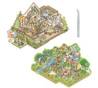 GWAWG Pegatinas 3D de 2 escenas para casa con pinzas, temas de habitación de niñas y granja de pastos, calcomanías decorativas de bricolaje, pasa el tiempo, alivio del estrés, manualidades creativas