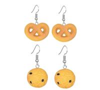 GWAWG Pendientes Galleta Set de 2 Pendientes Divertidos con Diseño Realista de Galletas, Disfraz Monstruo de Migas Mujer, Disfraz Carnaval Mujer Divertido Halloween Accesorios Monstruo, ONE SIZE,