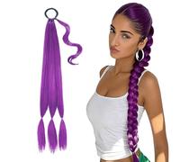 GWAWG Rajout Cheveux Tresses Violet, Cheveuxs Au Crochet En Soie Low Température, Yaki Textured Cheveux Africaine Meches De Violette Cheveu x Pour Bals Masqués,Cosplay,Scène,Carnaval (E)